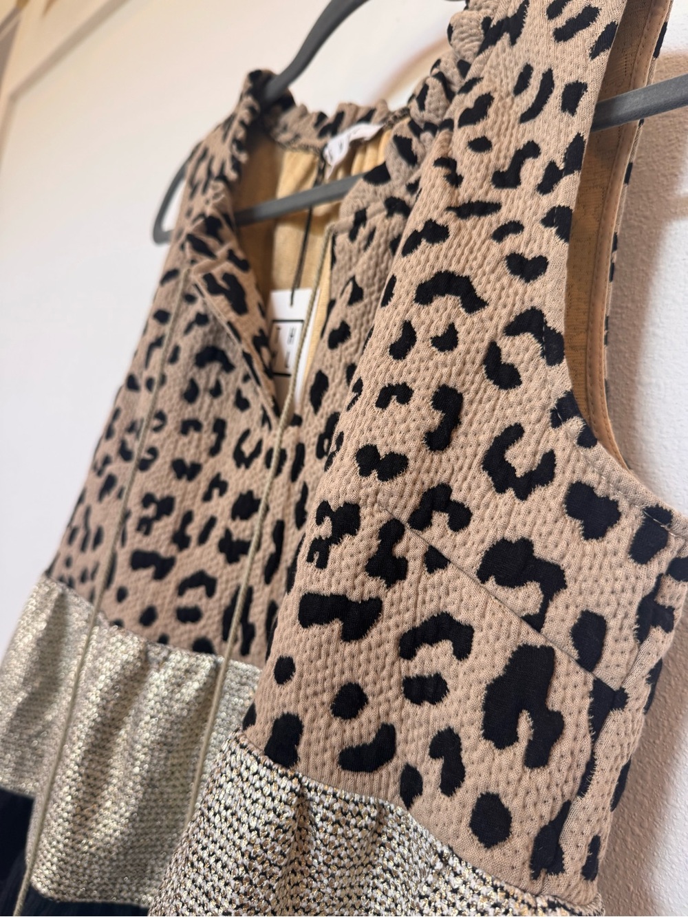 THML Leopard Print Tiered Peplum Tunic - Black & Tan - Picture 2 of 5